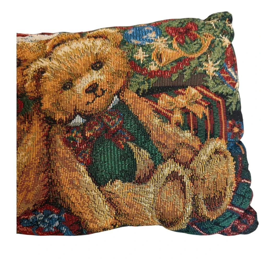 Teddy Bear‎ Tapestry Pillow Christmas Holiday Presents Throw Decor
